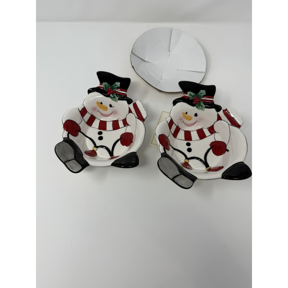 NIB FITZ AND FLOYD - 2006 Cheers Snowman Bowl Set of 2 - Picture 3 of 6
